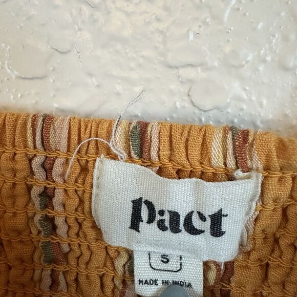 Pact Dress The Canopy Picnic Dress Size S Orange Sun Drenched Stripes Casual - Picture 6 of 10